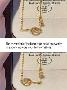 rundraw 1 Bộ vòng cổ và vòng tay vợt tennis Zirconia khảm vàng đồng sang trọng thời trang thu/đông, thích hợp cho tiệc tùng, khiêu vũ, thể thao ngoài trời, phụ kiện trang phục hàng ngày - Vàng - Xem 7