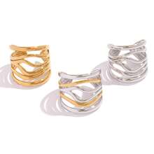 Frminee 3pcs/1pc Women's Line Geometric Gold Stainless Steel Ring Jewelry, Thick Personalized Minimalist Style, Suitable For Daily Wear,