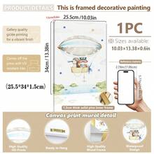 1幅帆布墙画_儿童房海报，热气球，儿童艺术，墙面装饰，图片，动物图案，礼物，波西米亚风格，婴儿用品 - 带框婴儿房墙画，完美适用于游戏室装饰、婴儿房装饰、托儿所装饰、幼儿园装饰、男孩房装饰、女孩卧室装饰、儿童房装饰。 - 彩色 - 查看 26