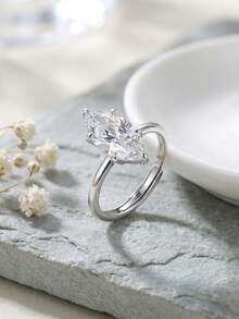 1 Stück 100% 925 Sterling Silber 14k Gold 8A Kubikzirkonia Hufeisenring, funkelnder Edelstein, Modeschmuck, geeignet für Herren und Damen, ideal für Hochzeit, Geburtstag, Party, Jahrestag - Marquise - Übersicht 2