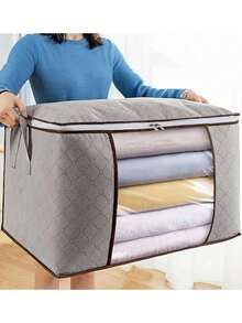 1Pc Large Capacity Storage Bag,Non-Woven Quilt Storage Bag, Quilt Travel Moving Storage Packing Bag, Clothes Luggage Storage Bag, For Seasonal Storage And Organization Decorations Autumn Decor Festival Decor Room Decor Home Decor Fall Decor Bedroom Decor Christmas For Holiday Gift Giving - Multicolor - View 7