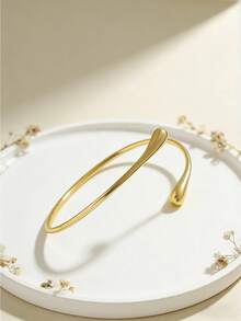 Minimalist Water Drop Metal Arm Cuff - Women's Open Bracelet For Daily, Parties & Gatherings - 金色 - 查看 4
