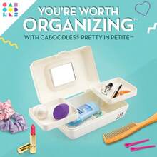 Pretty In Petite Makeup Box Two-Tone E On E Hard Plastic Organizer With 2 Swivel Trays Fashion Mirror Secure  For  Travel - 白色 - 查看 2