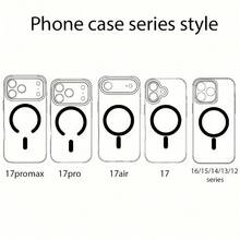 Magnetic Phone Protective Case Compatible With IPhone 17, 17 Air, 17 Pro, 17 Pro Max - Sturdy Transparent Glitter Protective Case With PC Back Cover - Clear - View 8