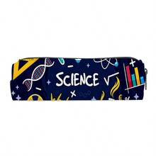 1pc Cylindrical Pencil Case Printed With "SCIENCE" Letter And Science-Themed Illustrations, Simple And Lightweight, Made Of Polyester Fabric. Suitable For Students As Pencil Pouch Or Backpack Organizer. - Multicolor - View 11