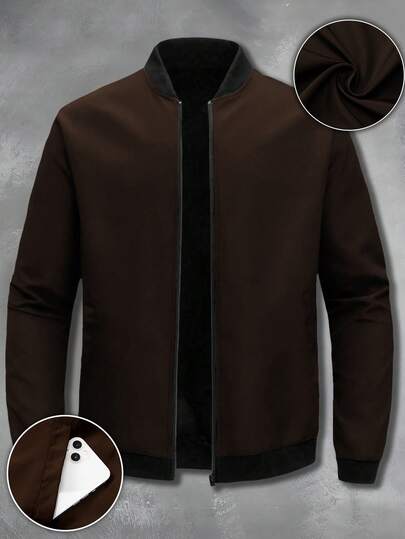 Outdoor Sports Casual Stand Collar Baseball Jacket, Zipper Windbreaker, Father's Day Spring