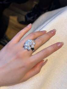 1pc Vintage Popcorn Cultured Pearl Adjustable Open Ring, 15pcs 6-7mm Pearls For Women - Ring - View 11