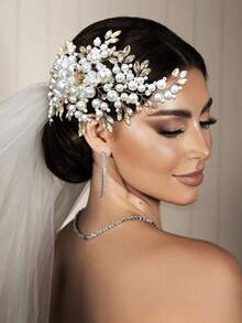 1pc Luxury Romantic Crystal & Pearl Hair Comb Headband, Bridal Wedding Hair Accessory, Fashion Party/Celebration/Ball Occasion Gift