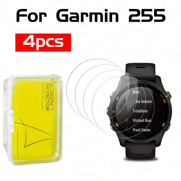 4pcs Tempered Glass Screen Protector For Forerunner 255 Smartwatch, Anti-Scratch, 9H Hardness, Ultra-Thin Design Screen Protection Essentials, Applicable To Daily Shield, Office, Home Daily Shield Office Home Watch Cover Watch Accessories Watch Screen Protector Waterproof Shockproof Anti-Fall Scratch Resistant