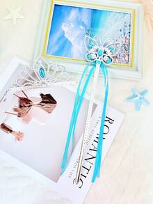 1件全新绿色莲花皇冠、蝴蝶魔杖、公主皇冠、雪花魔杖、公主裙配饰、皇冠头饰、公主魔法棒、权杖、蝴蝶魔杖、仙女棒、发箍、表演配饰 - 彩色 - 查看 15