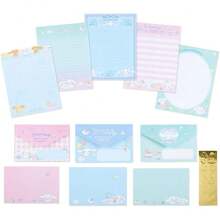 Sanrio 一套包含3个三丽鸥卡通人物（肉桂狗、酷洛米、凯蒂猫、美乐蒂）的文具套装，内含5张5英寸x5英寸信纸、3个5英寸x5英寸信封和1张贴纸，高品质创意学生礼物。 - 均碼 - 查看 2