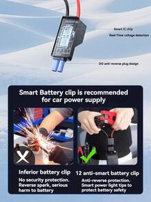 5000A 便携式汽车应急启动电源，带空气压缩机 - 12V 电池增压器，LED 指示灯，USB 快速充电输出，多重保护，包含启动线、气泵和汽车适配器 - 彩色 - 查看 6