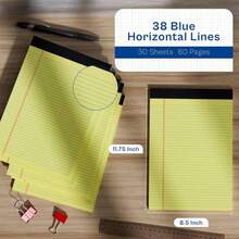 Legal Pads 8.5 X 11 College Ruled 6 Pack Yellow Note Pads 8.5 X 11 Notepads 30 Sheets Perforated Notepad Writing Pads 21lb Paper Legal Pad Ruled Paper Pad With Sturdy Back For School, Home, Office - ColorC - 查看 2