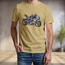 Camiseta Vermelha De Algodão Com Estampa De Moto Esportiva - Bege - Visão 1