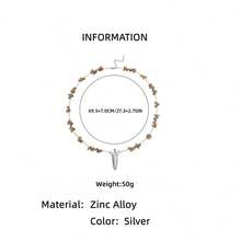 1pc Teardrop Hollow Pendant Necklace, Fashionable Clavicle Chain For Women - Silver - View 6