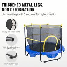 5FT Trampoline For Kids, 60" Indoor Outdoor Trampoline With Safety Enclosure Net, Basketball Hoop And Ocean Balls, Mini Toddler Recreational Trampoline Birthday Gifts For 3+ Years Kids - Royal Blue - View 3
