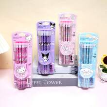 Sanrio 12支装Hello Kitty HB铅笔，带卷笔刀，印有库洛米、美乐蒂、肉桂卷等卡通图案，绘画及办公用品，返校学习礼物 - 彩色 - 查看 2