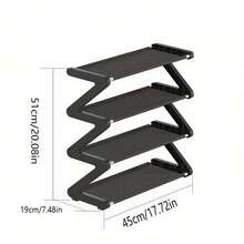 4-Tier Simple Black Storage Rack/Shoe Rack, Easy Assembly Without Tools, Portable And Movable, Space-Saving Design - Black - View 8