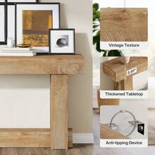 Tribesigns Consola extralarga de 160 cm, rectangular, de madera, para recibidor o sofá, con espacio de almacenaje para recibidor y salón, color marrón roble claro. - Marrón - Ver 4