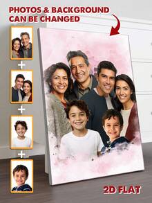 Colaj foto de familie personalizat pe pânză, fuziune realistă a diferitelor fotografii, adăugarea celor dragi decedați la fotografii, adăugarea altora la fotografii, portret de familie, portret memorial - După cum se arată - Vizualizare 3