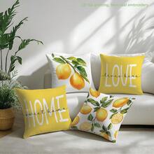 4pcs Watercolor Lemon "Home Sweet Home & Love Lives Here" Inspirational Quote Print Throw Pillow Covers [No Pillow Insert], 17.7*17.7in(45*45cm)/19.69*19.69in(50*50cm)/15.75*15.75in(40*40cm), [Single-Sided Print] Minimalist Modern Polyester Cushion Covers For Sofa, Bed, Living Room, Bedroom, Car, Office, Hotel Decor, Perfect Gift For Family And Friends, All Seasons - Multicolor - View 10