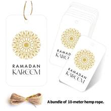 50 etiquetas de regalo de papel Eid Mubarak con cuerda de cáñamo - Etiquetas colgantes de Ramadán Kareem para regalos, envoltura de regalos y decoración de favores de fiesta, suministros de fiesta musulmana islámica - Multicolor - Ver 13
