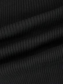 Spring New Black Versatile Knit Cardigan For Women, Ruffle Hem, Long Sleeve, Fitted V-Neck Sweater