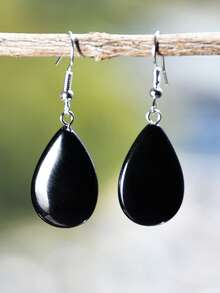 天然石材颜色深浅纹理随机天然石材水滴吊坠耳环色彩缤纷的波西米亚风格度假主题派对用品 - 彩色 - 查看 14