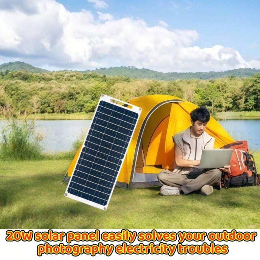 20W Type-C & USB Solar Charger Panel, Flexible Solar Charging Board For Outdoor Emergency Mobile Devices, Camping, Hiking, Essential