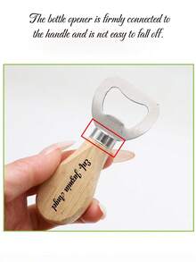 Customized Text/Logo Wooden Handle Bottle Opener, Stainless Steel & Oak Wood Short Handle Beer Bottle Opener