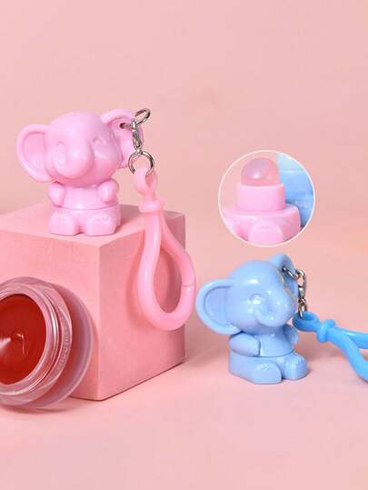 Mini silikon läppborste, söt elefantdesign, liten storlek med lock, läppglansborste för blandning, bärbar och bekväm sminkborste