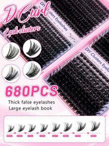 680/570pcs Large Capacity D-Curl Fluffy False Eyelashes Set, Thick & Voluminous, Various Combinations, 8-16mm Length, Natural & Soft. Set Includes Eyelash Glue, Adhesive, And Setting Spray. Suitable For Travel, Daily Wear (Beginner Friendly), Weddings, Dates, Parties, Holidays, Also Great As Christmas/Halloween/Holiday Gift. - 黑色 - 查看 7