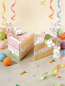 20pcs/Set Cake Shape Box, Easter Gift Box, Rabbit Paper Box, Triangle Packaging Box, Party Favors, Easter Birthday Party Decoration, Party Supplies - Multicolor - View 7