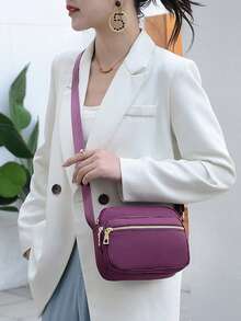 Versatile Crossbody Bag For Women Multiple Pockets Small Messenger Purse Fashion Satchel For Commuting And Daily Use - Màu tím - Xem 2