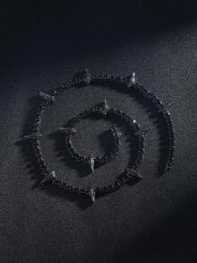 Men's Rhinestone Spiked Necklace, Diamond Tennis Chain, Cool Rapper Anime Hippie Claw Necklace, Halloween Costume Wakanda King Jewelry Gift