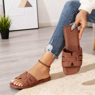 Women's Fashion Versatile Casual Lightweight Comfortable Slip-On Sandals, Suitable For Outdoor, Home, Vacation, Bathroom Wear, Spring/Summer