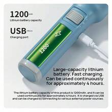 DELI 3662A Flashlight: Dual-Lamp High-Intensity Illumination, Large-Capacity Battery With Fast Charging, High-Brightness LED Light, Versatile For Both Standing And Lighting Applications. - Blue - View 2