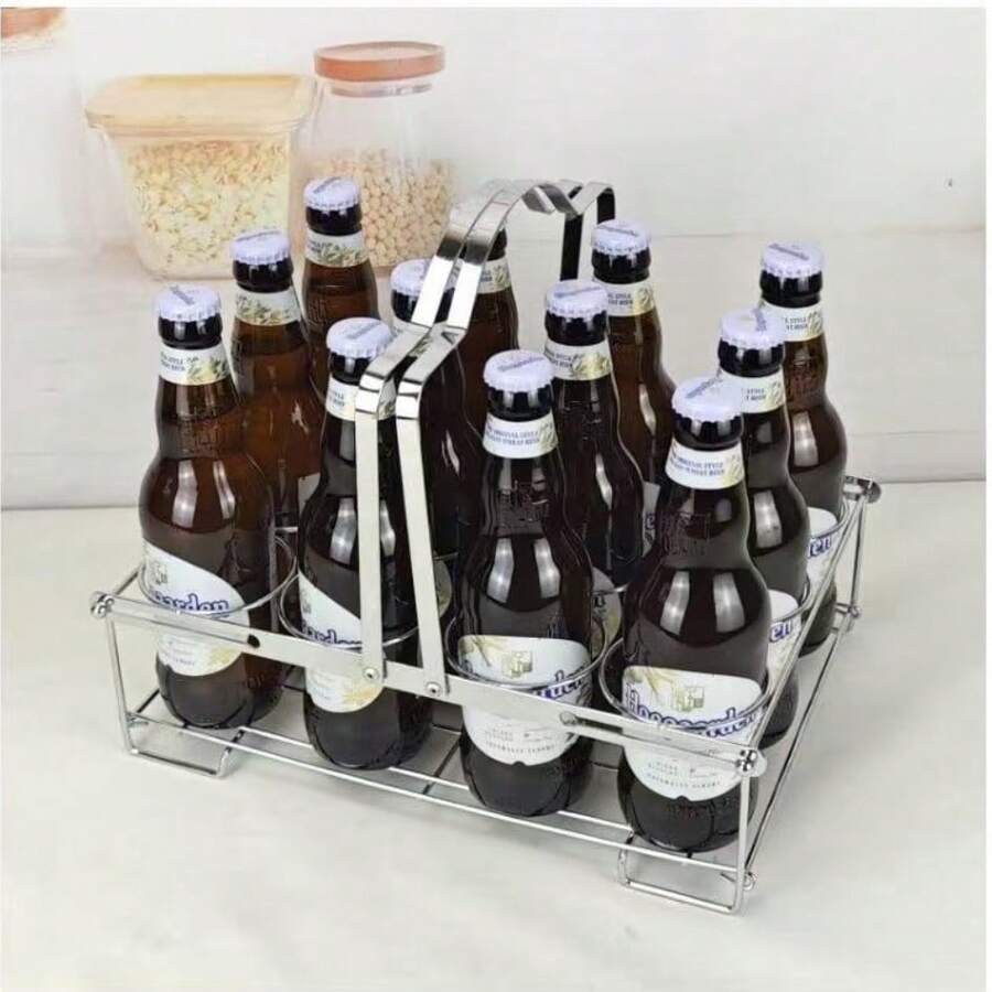 1个可拆卸金属展示收纳架。适用于存放厨房调料瓶、啤酒、罐装饮料及其他酒精饮品。是节日派对、生日聚会、烧烤等场合的理想之选。适用于家庭厨房、客厅、餐厅、酒吧、KTV包房、户外区域及海滩。啤酒、软饮、饮料架，派对桌面摆件，收纳架