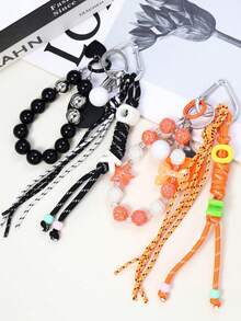 1pc Elegant Fashion Dopamine Braided Tassel Beaded Keychain, Chic Girl Backpack Charm Accessory - A - View 8