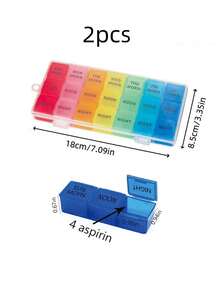 1 件 7 天药丸收纳盒，便携式药盒，用于每周药物储存，旅行和老年人使用的隔间盒 - 彩色 - 查看 11