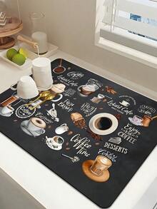 1 Peça Tapete de Silicone para Café Super Absorvente e Antiderrapante para Cafeteira, Máquina de Espresso, Dispensador de Água, Bancada de Cozinha, À Prova de Óleo e Resistente ao Calor, Presente de Natal - Preto - Visão 6