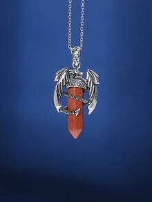 1pc Minimalist Women's Necklace With Artificial Crystal Hexagon & Spiraling Dragon Design, Suitable For Daily Wear And As A Gift For Friends And Valentine's Day - Multicolor - View 16