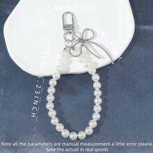 1pc Women's Faux Pearl Beaded Elegant Keychain, Suitable As Gift, Wallet, Backpack, Bag Charm, Car Accessories, Bag Pendant, Cute Goth Y2K Style