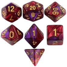 7pcs Fantasy Multi-Sided Dice Set, Suitable For D&D, Ages 14+, For Party Games, Tabletop Games, Role-Playing Games - Color - View 5
