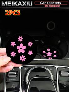 MEIKAXIU 2pcs 3D Floral Fabric Cup Mats, Car Cup Holders Coasters, Car Decor Accessories, For Women - Bubble Flowers - View 10
