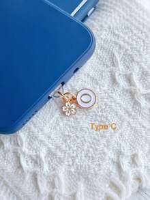 1pc Letter A/M & Flower Charm Phone Dust Plug For Type-C Interface Birthday Festival Gift - Multicolor - View 45