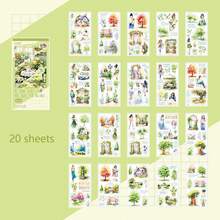 1 pieza Pegatina recortada retro - Libro de pegatinas de película, pegatinas de material PET resistente al agua, adecuado para scrapbooking y diarios - Multicolor - Ver 13