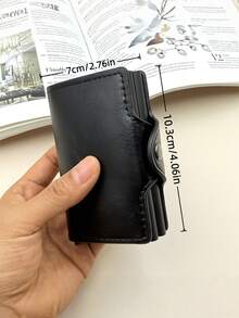 1pc Black, Brown, Pink, Blue Light Luxury Anti-Theft Brush Aluminum Box Card Bag, Large Capacity Double-Layer Card Box, Multifunctional Storage Card Bag Wallet, High Aesthetic Value Suitable For Travel And Daily Use, Compact And Portable Card Bag, Wallet - Multicolor - View 17