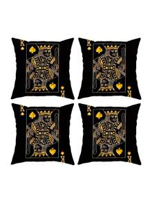 1/2/3/4pcs, High Quality Luxury Black Golden Throw Pillow Cover King Queen Ace Of Spades Unique Decoration For Living Room Bedroom Den Car 17.7*17.7 Inches - Black and Gold - View 21