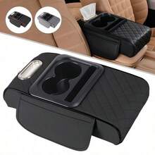 Caja de almacenamiento para reposabrazos central del coche, Caja de almacenamiento para reposabrazos del coche, Almohadilla para reposabrazos con portavasos, Organizador de almacenamiento para reposabrazos - Multicolor - Ver 2